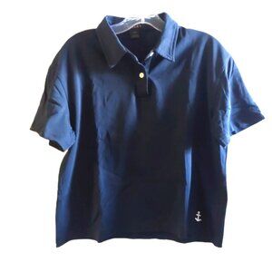NWOT Tilley Women’s Stretch Knit Short Sleeve Dark Navy Cropped Polo Shirt, S